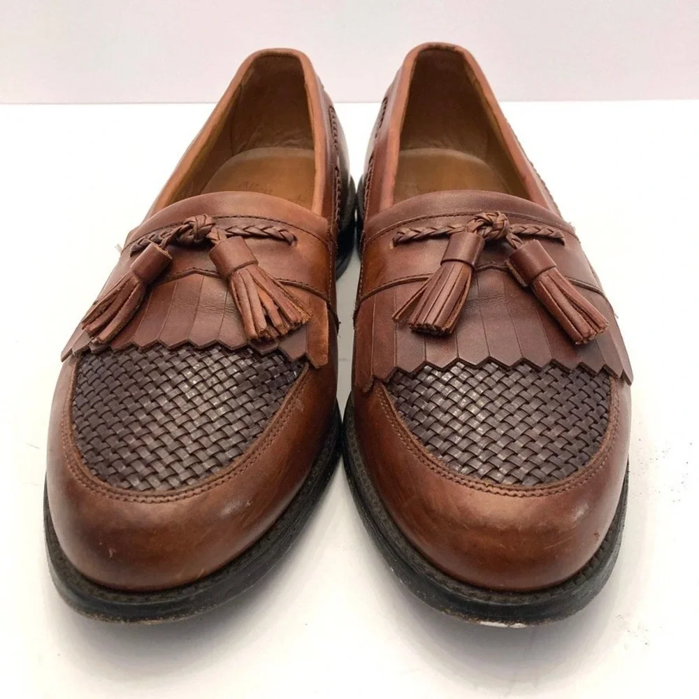 Allen Edmonds Cody Tassel Kiltie Loafers Mens 9 D Brown Leather Dress Shoes USA